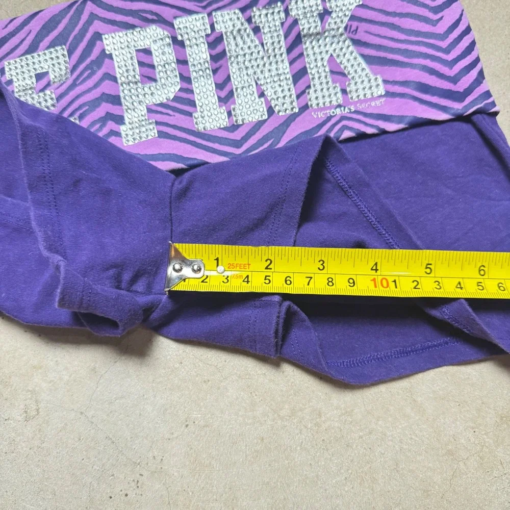 Victoria's Secret Pink Yoga Shorts Purple Zebra Bling Logo Foldover shorts